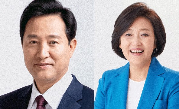 서울시장 후보  오세훈(좌) 후보와  박영선 (우)후보