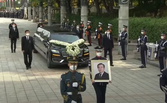 노태우 전 대통령의 영결식이 올림픽공원에서 진행됐다[사진=티비화면 캡쳐 ]
