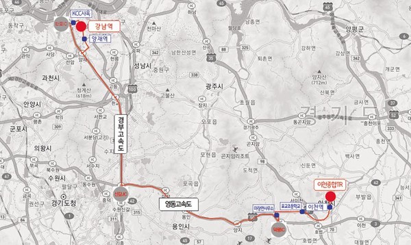 이천시 3401번(이천터미널~강남역) 노선도 [사진=국토교통부]