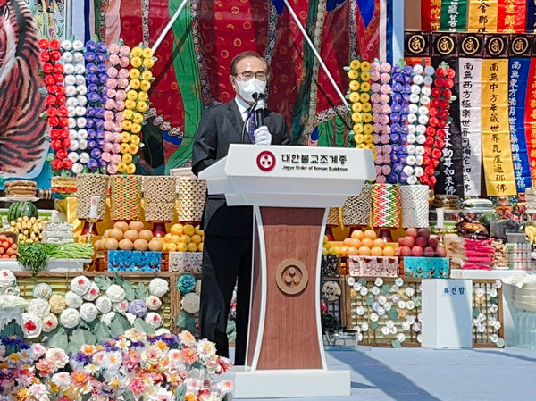 (사진=(주)복성산업개발 전문순 부회장이 인사말을 하고 있다.)