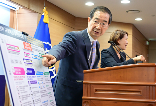 한덕수 국무총리가 규제혁신에 대해 설명하고 있다[사진 =국무총리실]