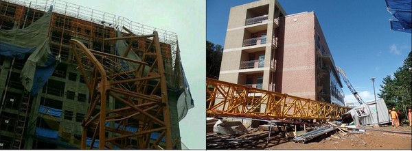 태풍에 의한 타워크레인 전도·붕괴 사고 사진 [사진=고용노동부]