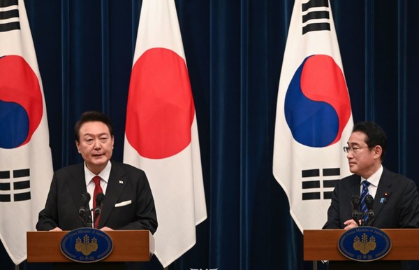 지난 일본 방문시 윤석열 대통령과 일본 가시다 총리[사진=대통령실]