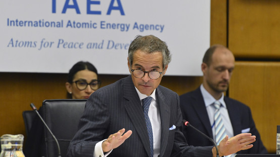라파엘 그로시 국제원자력기구(IAEA) 사무총장이 11일 오스트리아 빈에서 열린 IAEA 정기이사회에서 발언하고 있다.(사진=D. Calma/IAEA)