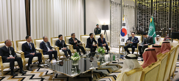 윤석열 대통령은 22일(현지시간) 한-사우디 투자 포럼에 참석하였다.(사진=대통령실)