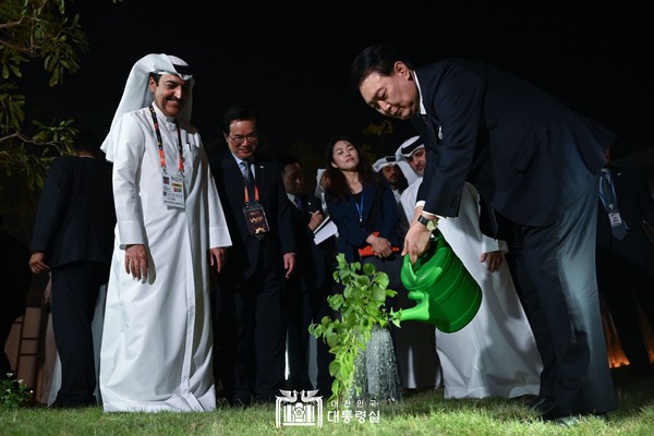 카타르 도하에서 개최 중인 도하 국제원예박람회를 방문했다.[사진=대통령실]