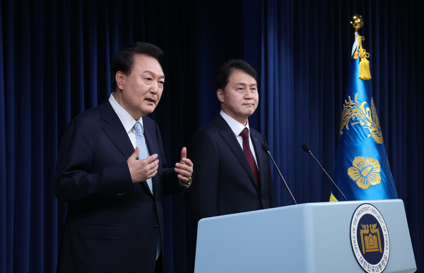 윤석열 대통령은 7일 용산 대통령실에서 김주현 신임 민정수석 임명을 발표했다.(사진=대통령실)