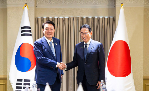 윤석열 대통령은 기시다 후미오 일본 총리와 한일 정상회담을 가졌다. (사진=대통령실)