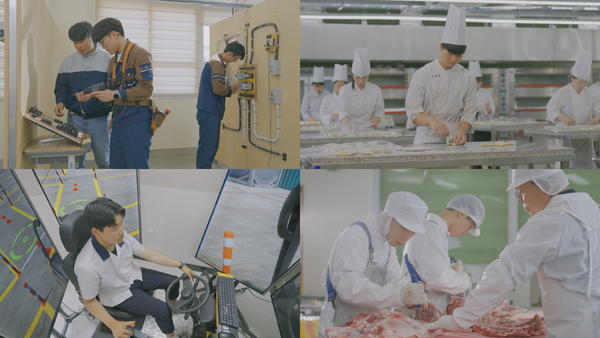 각종실습를 하고 있는 학생들