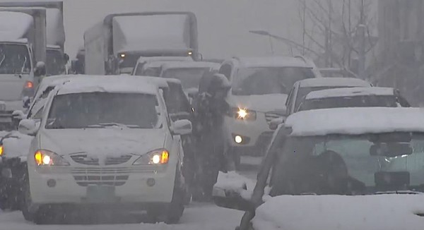 오늘 새벽부터 시작된 폭설 [사진=티비화면 촬영]