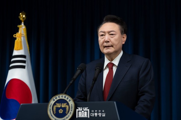 윤석열 대통령이 7일 용산 대통령실에서 대국민 담화를 발표하고 있다.(사진=대통령실)