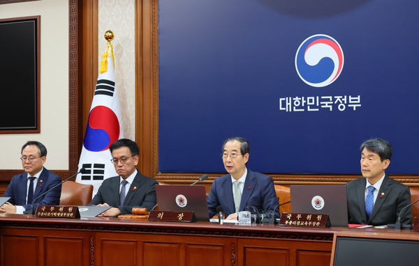 한덕수 대통령 권한대행 국무총리가 14일 정부서울청사에서 열린 임시 국무회의를 주재하고 있다.(사진=국무조정실)