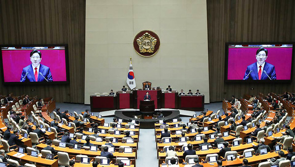 권성동 원내대표가 11일 국회 본회의에서 교섭단체 대표연설을 하고 있다.(사진=국민의힘)