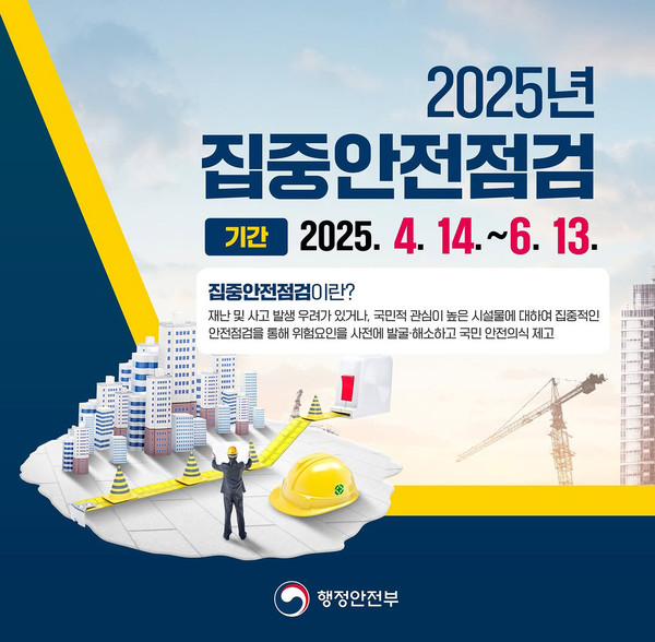 국민이 보다 안전한 사회를 위해, ‘2025년 집중안전점검’ 실시 (자료=행정안전부)
