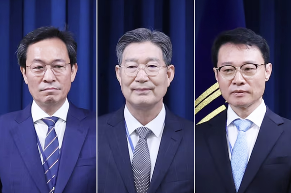 대통령실, 수석비서관 인선 단행. (왼쪽부터) 우상호 정무수석, 오광수 민정수석, 이규연 홍보소통수석 (사진=대통령실)