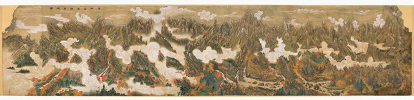 김규진, ‘금강산만물초승경도(金剛山萬物肖勝景圖)’, 1920, 비단에 채색, 195.5×882.9cm, 희정당 서쪽 벽, 국가등록문화유산 (사진=국가유산청)
