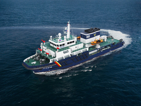 (사진=HJ중공업의 1,900톤급 다목적 화학방제함 조감도)